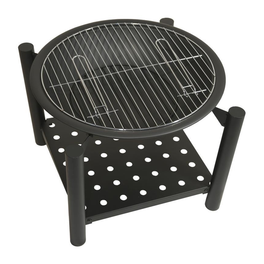 Prenosni taborni ogenj na drva z rešetko 48 cm