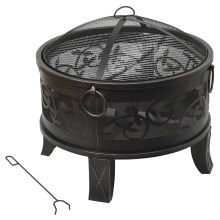 Prenosno leseno ognjišče z rešetko črna/patina