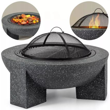 Prenosno ognjišče z rešetko 79,5x38 cm v črni ali temno granitni izvedbi