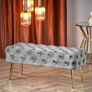 Prešita klop ATHENA 40x100 cm siva/zlata