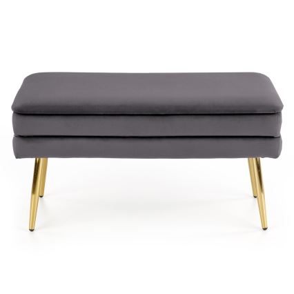 Prešita klop s prostorom za shranjevanje VELVA 37x78 cm siva/zlata