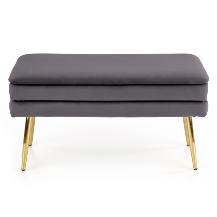 Prešita klop s prostorom za shranjevanje VELVA 37x78 cm siva/zlata