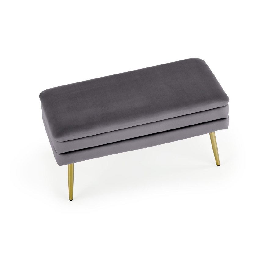 Prešita klop s prostorom za shranjevanje VELVA 37x78 cm siva/zlata