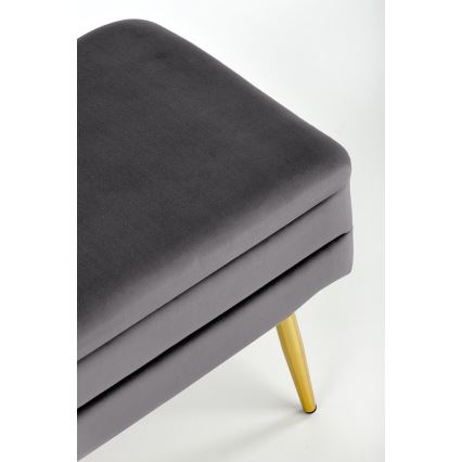 Prešita klop s prostorom za shranjevanje VELVA 37x78 cm siva/zlata