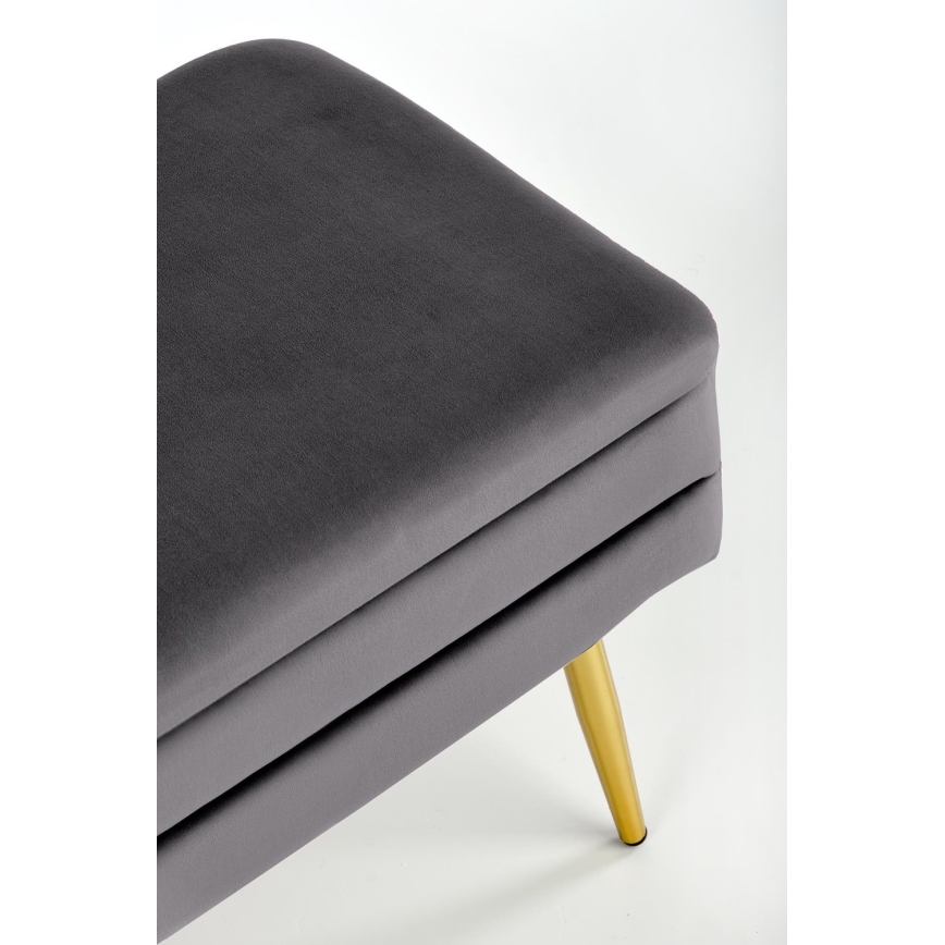 Prešita klop s prostorom za shranjevanje VELVA 37x78 cm siva/zlata