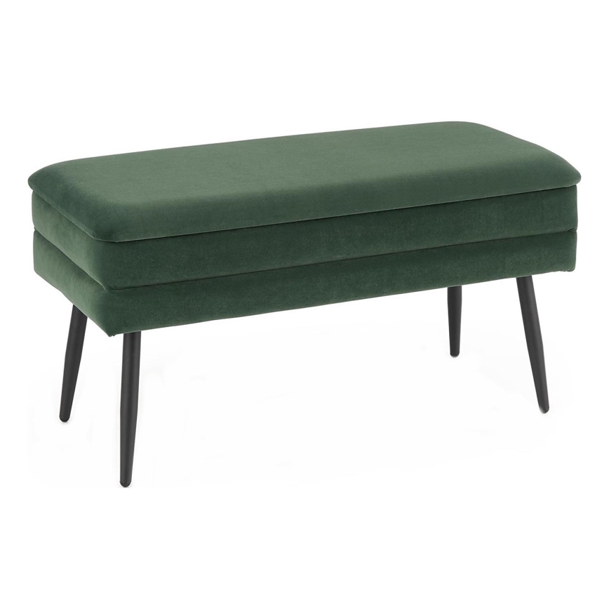 Prešita klop s prostorom za shranjevanje VELVA 37x78 cm zelena/črna