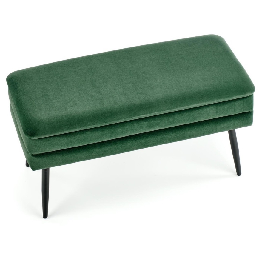 Prešita klop s prostorom za shranjevanje VELVA 37x78 cm zelena/črna