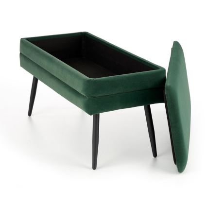 Prešita klop s prostorom za shranjevanje VELVA 37x78 cm zelena/črna