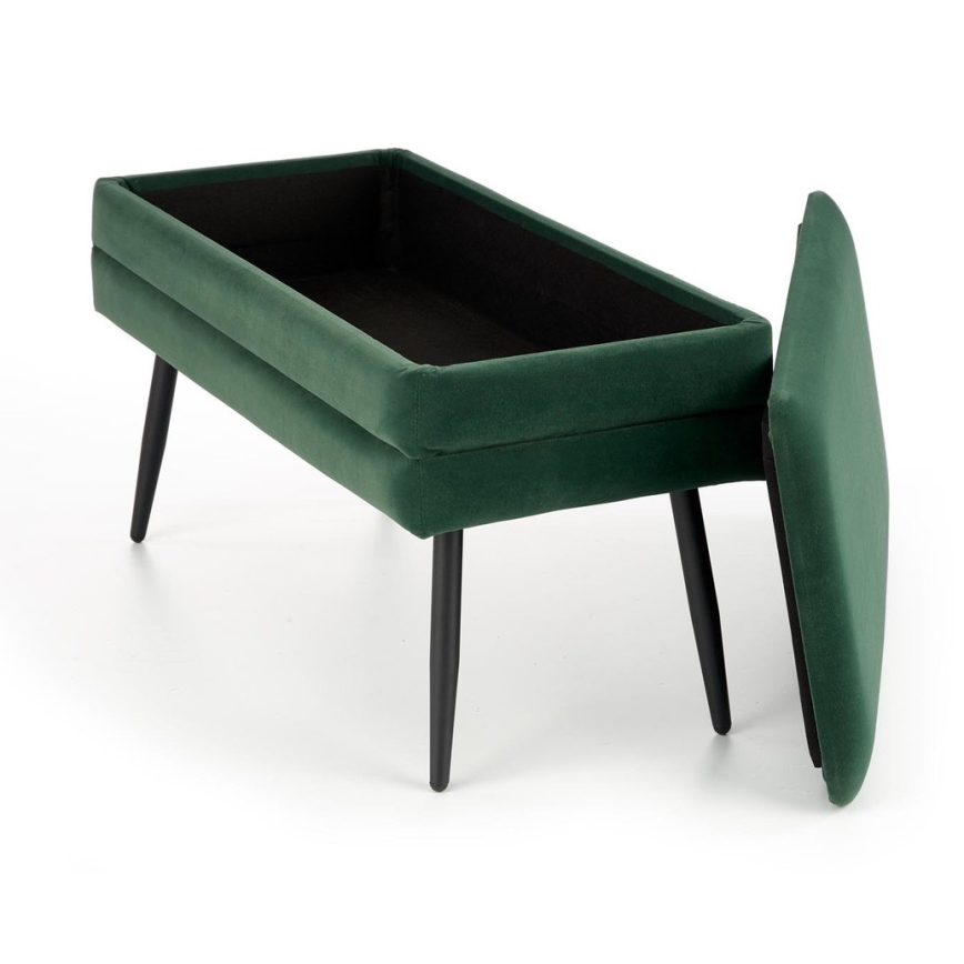 Prešita klop s prostorom za shranjevanje VELVA 37x78 cm zelena/črna