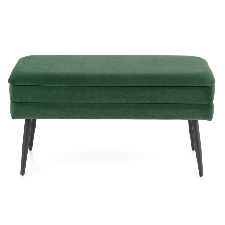 Prešita klop s prostorom za shranjevanje VELVA 37x78 cm zelena/črna