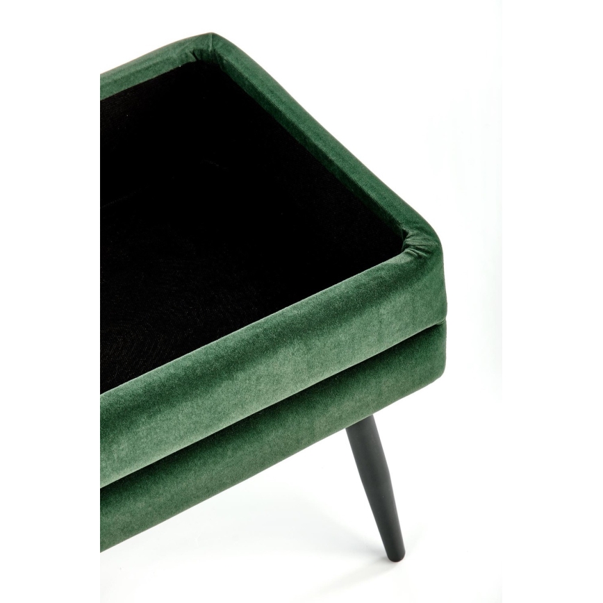 Prešita klop s prostorom za shranjevanje VELVA 37x78 cm zelena/črna