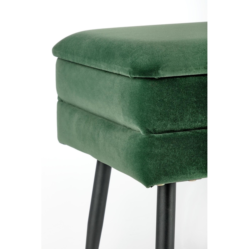 Prešita klop s prostorom za shranjevanje VELVA 37x78 cm zelena/črna