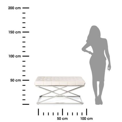 Prešita klop SALIBA 50x97 cm sijajni krom/krem barva