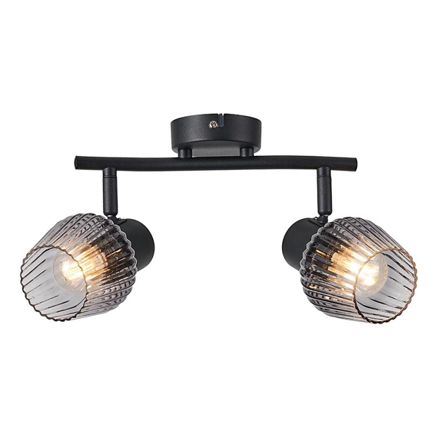 Prezent 14101 - Reflektor OASIS 2xE27/60W/230V črna/dimna