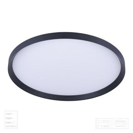 Prezent 17311 - LED stropna svetilka ADRA LED/42W/230V + LED/13W 3000/4000/6000K, premer 48,5 cm, črna