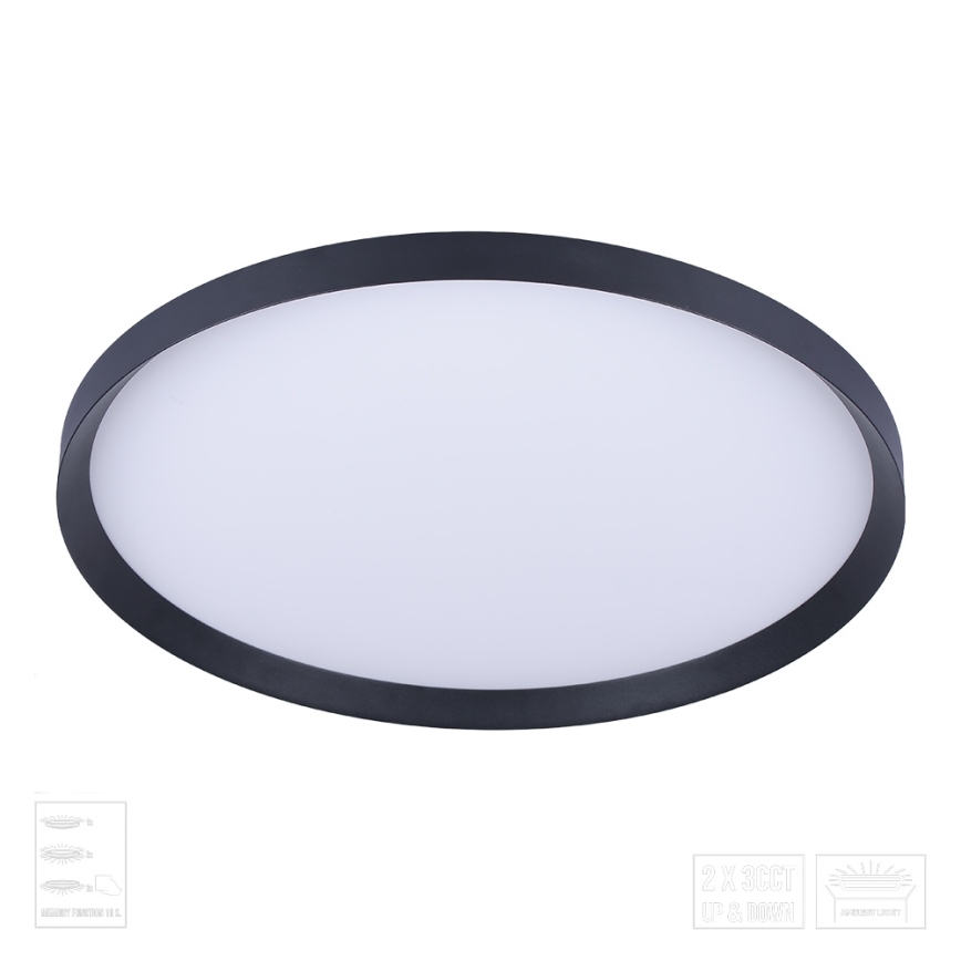 Prezent 17311 - LED stropna svetilka ADRA LED/42W/230V + LED/13W 3000/4000/6000K, premer 48,5 cm, črna