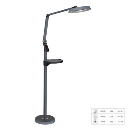 Prezent 31220 - LED Zatemnitvena talna svetilka na dotik SALSA LED/15W/230V USB