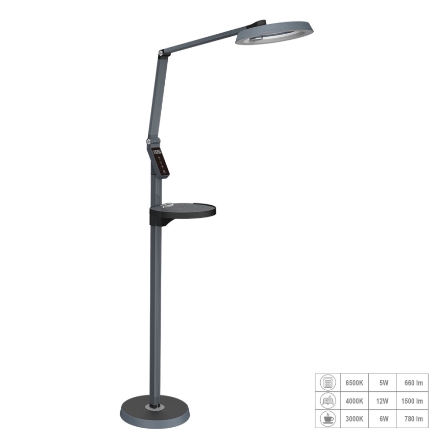 Prezent 31220 - LED Zatemnitvena talna svetilka na dotik SALSA LED/15W/230V USB