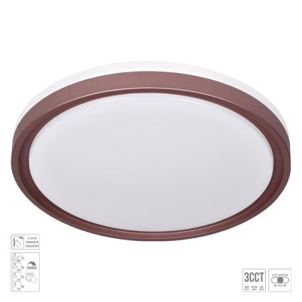 Prezent 71344 - LED zatemnljivo stropno svetilo FLOREN LED/30W/230V 3000/4000/6500K premer 41,5 cm rjavo