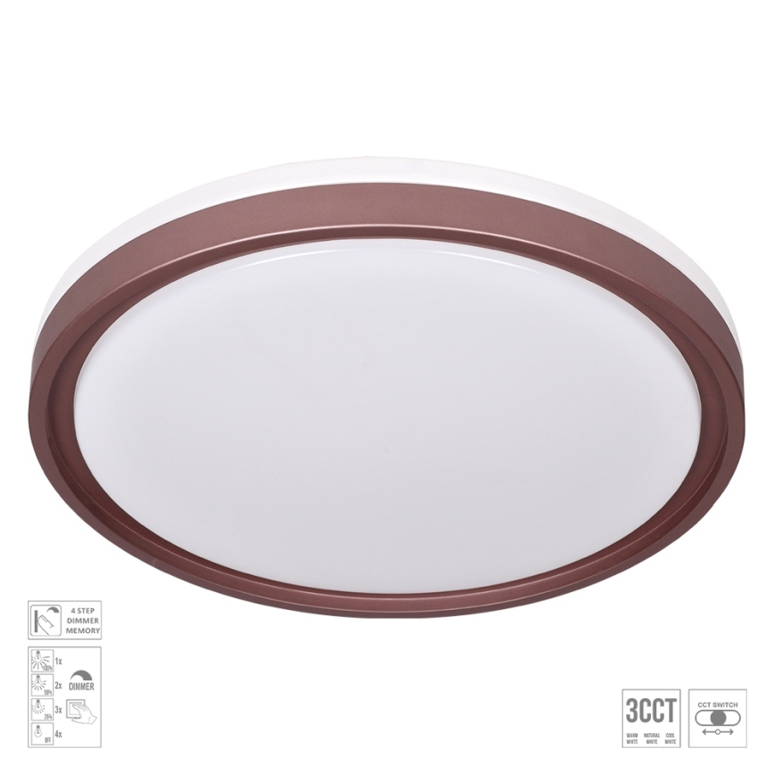 Prezent 71344 - LED zatemnljivo stropno svetilo FLOREN LED/30W/230V 3000/4000/6500K premer 41,5 cm rjavo