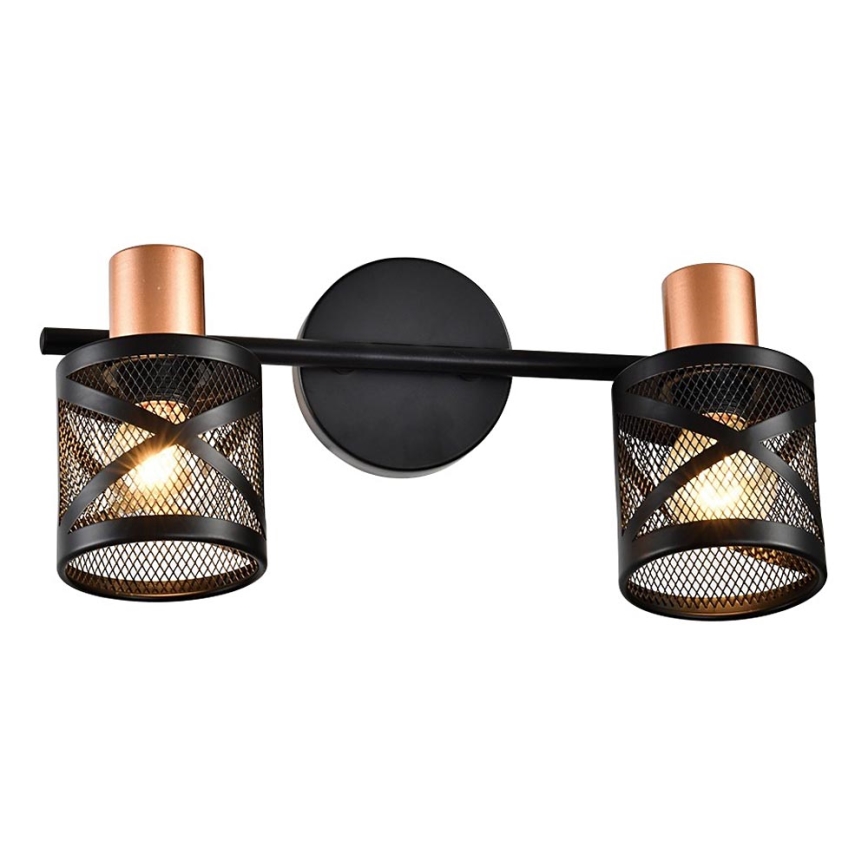 Prezent 75468 - Stenski reflektor ANTARES 2xE14/40W/230V črna/baker