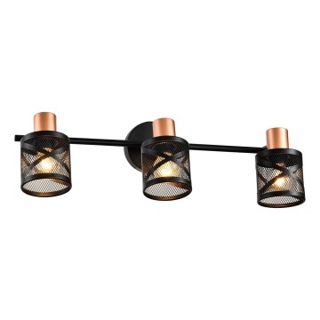 Prezent 75469 - Stenski reflektor ANTARES 3xE14/40W/230V črna/baker