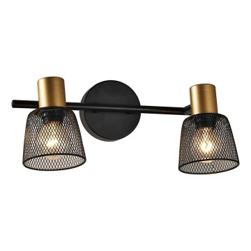 Prezent 75471 - Stenski reflektor DAYTONA 2xE14/40W/230V črna/zlata