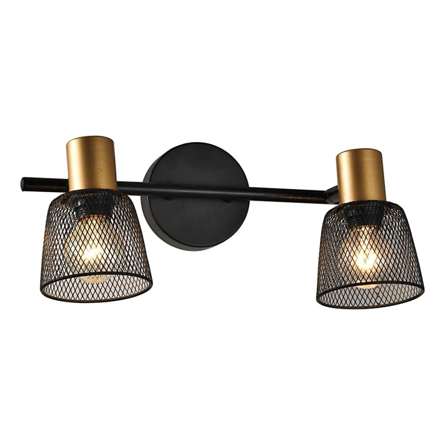 Prezent 75471 - Stenski reflektor DAYTONA 2xE14/40W/230V črna/zlata