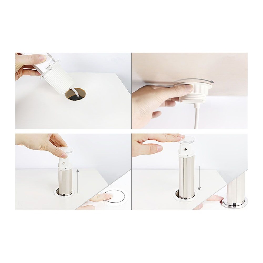 Priključni vtični stolpec za namizno ploščo 2x230V + USB-A + USB-C