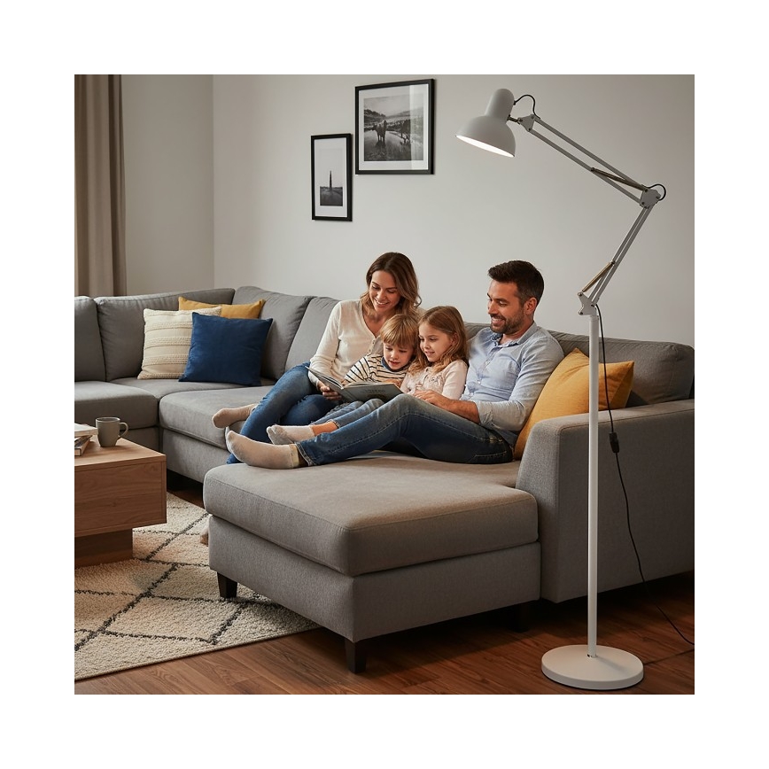 Prilagodljiva stoječa svetilka AURIQ 1xE27/60W/230V 184 cm, bela
