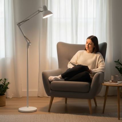 Prilagodljiva stoječa svetilka AURIQ 1xE27/60W/230V 184 cm, bela