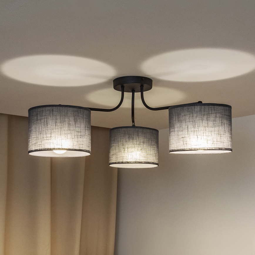 Prilepljena stropna svetilka ALBA 3xE27/15W/230V siva