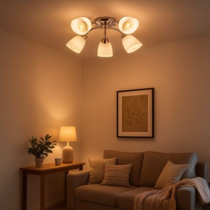 Prisajen lestenec PORTOS 5xE14/10W/230V poliran krom