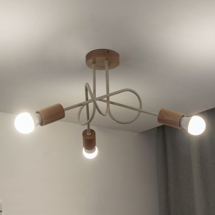 Prislonjen stropni lestenec OXFORD 3xE27/15W/230V bor/krema