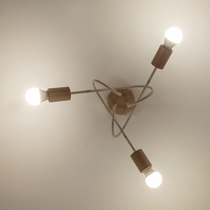 Prislonjen stropni lestenec OXFORD 3xE27/15W/230V bor/krema