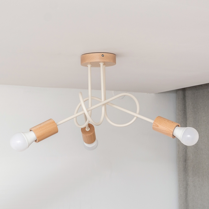 Prislonjen stropni lestenec OXFORD 3xE27/15W/230V bor/krema