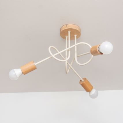 Prislonjen stropni lestenec OXFORD 3xE27/15W/230V bor/krema