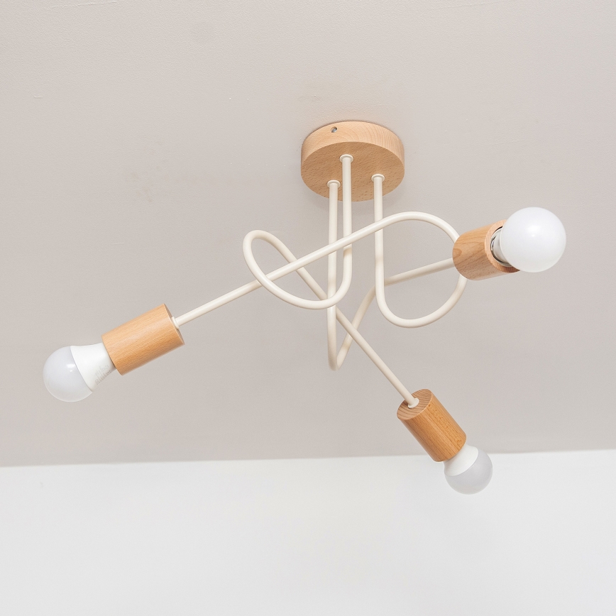 Prislonjen stropni lestenec OXFORD 3xE27/15W/230V bor/krema