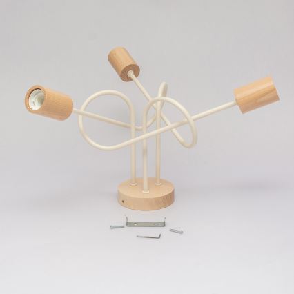 Prislonjen stropni lestenec OXFORD 3xE27/15W/230V bor/krema