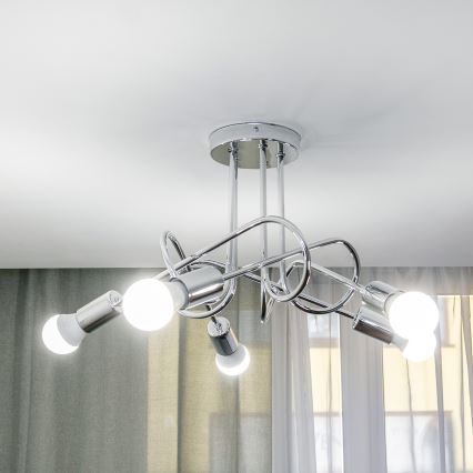 Pritrdilni lestenec OXFORD 5xE27/15W/230V sijajni krom