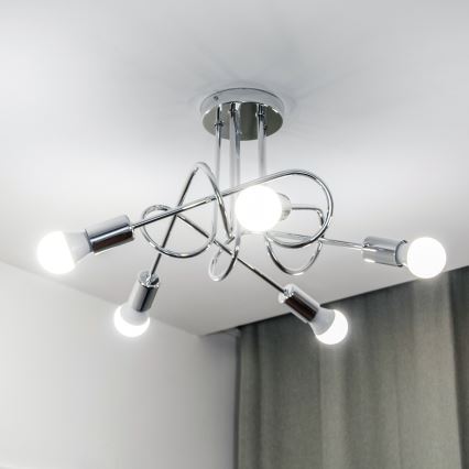 Pritrdilni lestenec OXFORD 5xE27/15W/230V sijajni krom