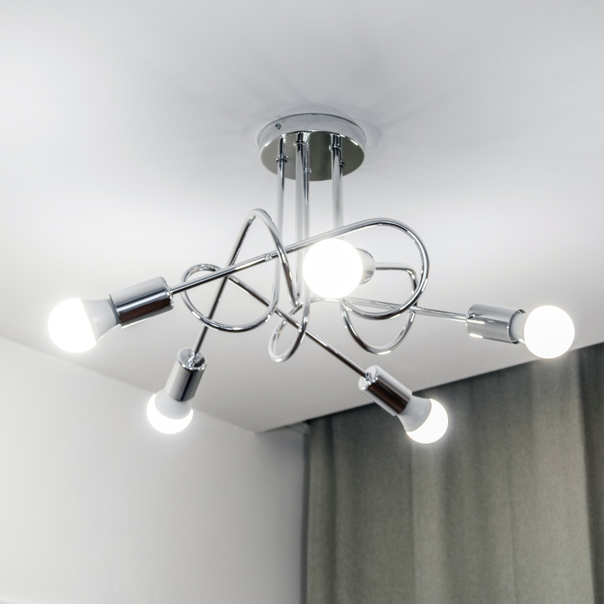 Pritrdilni lestenec OXFORD 5xE27/15W/230V sijajni krom
