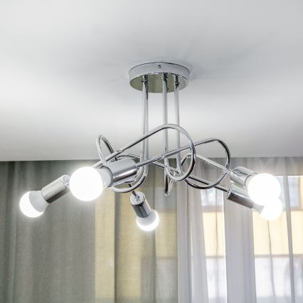 Pritrdilni lestenec OXFORD 5xE27/15W/230V sijajni krom