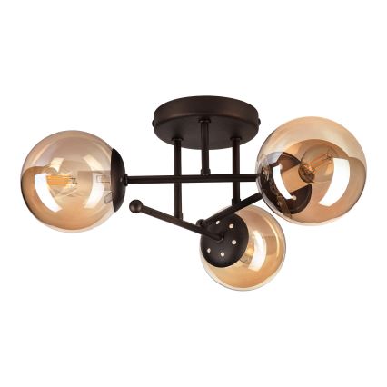 Pritrdjen lestenec MALENA 3xE14/5W/230V rjava/dimna bež