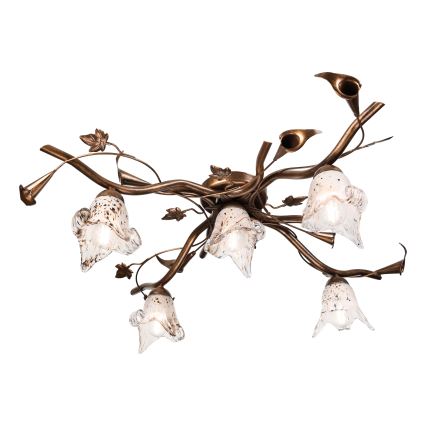 Pritrdjen lestenec ROZETA 5xE14/40W/230V bronast