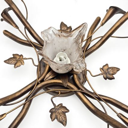 Pritrdjen lestenec ROZETA 5xE14/40W/230V bronast