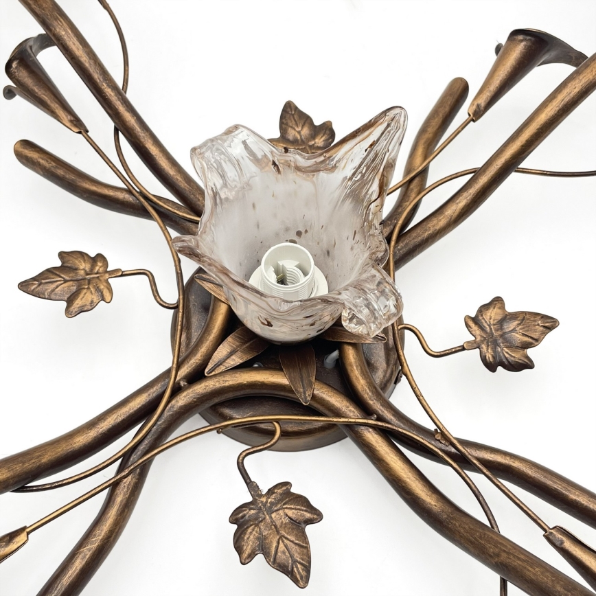 Pritrdjen lestenec ROZETA 5xE14/40W/230V bronast