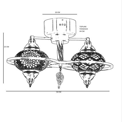 Pritrdjen lestenec YENI 1xE27/40W/230V, bronast
