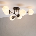 Pritrdjen stropni lestenec MALENA 6xE14/5W/230V rjav/bel