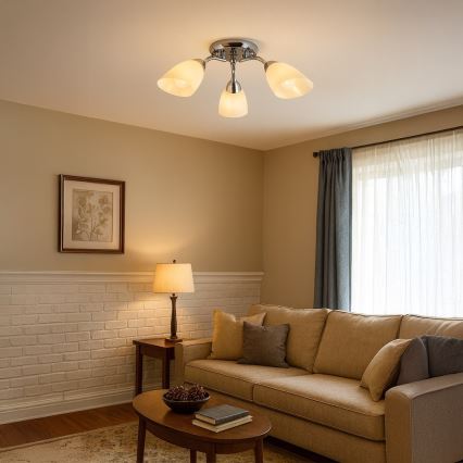 Pritrdjen stropni lestenec PORTOS 3xE14/10W/230V, sijajni krom